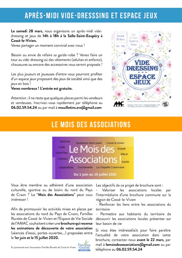Newsletter des Mouillotins (mars 2020)