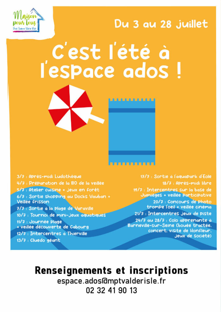 Affiche "C'est l'été à l'Espace ados"